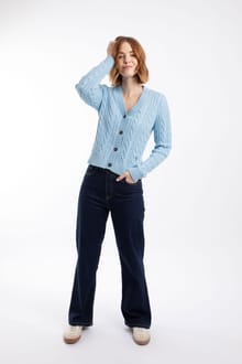 Constance Cable Knit Cardigan Skyway