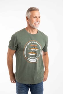 Fish Stamp Front Print Graphic T-Shirt Basil