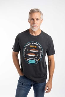 Fish Stamp Front Print Graphic T-Shirt Black