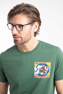 The Whoot Back Print Artist T-Shirt Dusky Green