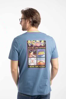 Chili Kippers Back Print Artist T-Shirt Washed Blue