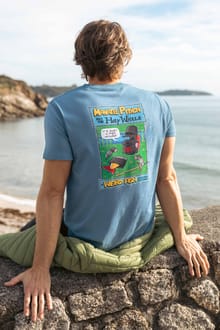 Holy Whale Back Print Artist T-Shirt Washed Blue