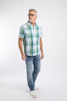Judd Short Sleeve Check Shirt Off White