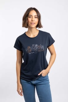 Fetch Front Print Graphic T-Shirt Navy