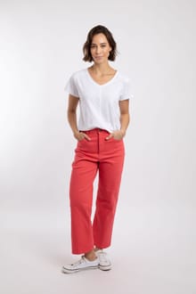Soulina Wide Leg Cropped Denim Jeans Flamingo