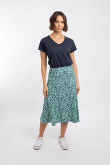 Romaro Printed Jersey Midi Skirt Deep Teal