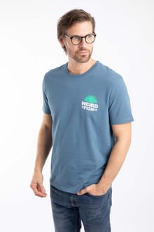 Sun Beam Back Print Graphic T-Shirt Washed Blue