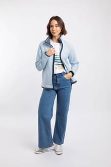 Ariana Full Zip Grid Fleece Cool Blue