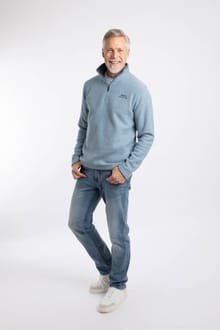 Newark 1/4 Zip Grid Fleece Light Blue