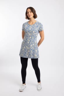 Sidra Printed Jersey Slub Tunic Faded Blue