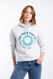 Kira Graphic Popover Front Print Hoodie Light Grey