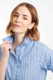 Roscoe Striped Boyfriend Shirt Denim