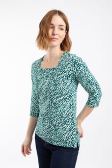 Wyman Printed Square Neck T-Shirt Deep Teal