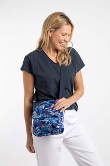 Kait Printed Cross Body Bag Blue Indigo