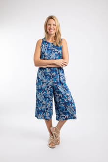 Nalani Printed Viscose Jumpsuit Blue Indigo