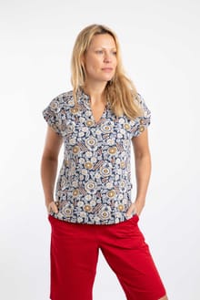 Alia Printed Jersey T-Shirt Navy