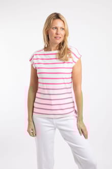 Bowe Striped Jersey T-Shirt Peony