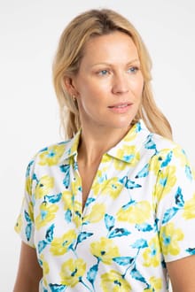 Rhenena Printed Jersey Polo Shirt Sunshine Yellow