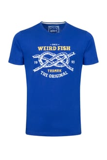 Cast Off Front Print Graphic T-Shirt Mazarine Blue