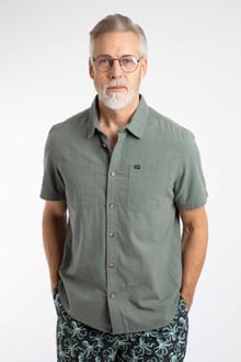 Hinton Textured Crepe Shirt Woodland Sage