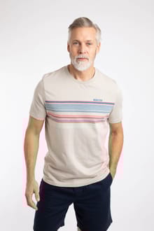Cody Printed Stripe T-Shirt Egg Shell