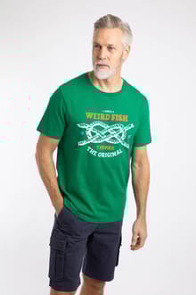 Cast Off Front Print Graphic T-Shirt Heritage Green