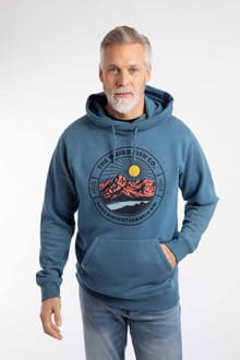 Bryant Front Print Graphic Popover Hoodie Washed Blue