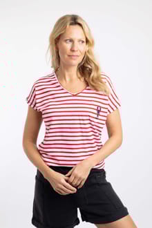 Liora Embroidered Pocket T-Shirt Goji Berry