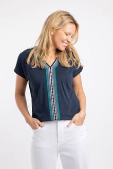 Lomie Embroidered T-Shirt Navy