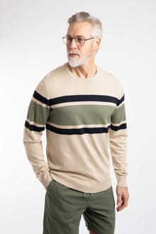 Ryker Stripe Crew Neck Jumper Oyster