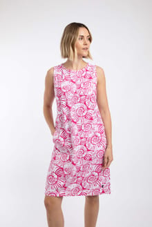 Adenea Printed Jersey Shift Dress Raspberry