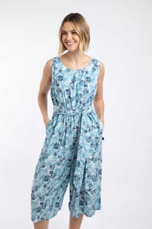 Nalani Printed Viscose Jumpsuit Ocean Blue