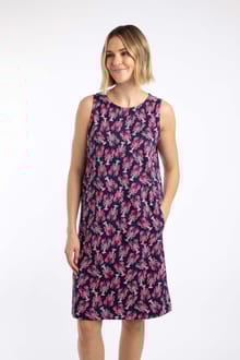 Adenea Printed Jersey Shift Dress Mid Navy