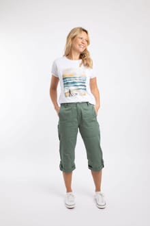 Salena 3/4 Length Trousers Army Green