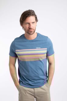 Cody Printed Stripe T-Shirt Washed Blue