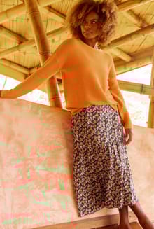 Cassis Printed Tiered Skirt Dusky Green