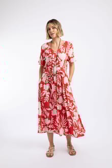 Dilsha Printed Midi Dress Radical Red