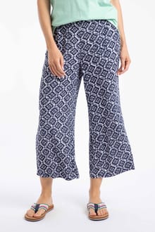 Sarita Crinkle Printed Wide Leg Cropped Trousers Twilight