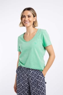 Hailey V-Neck T-Shirt Apple Mint