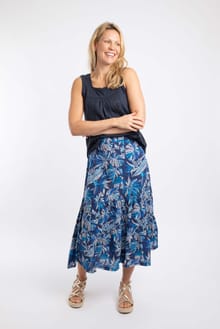 Cassis Printed Tiered Skirt Blue Indigo
