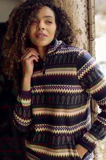 Reena 1/4 Zip Printed Microfleece Fir Green