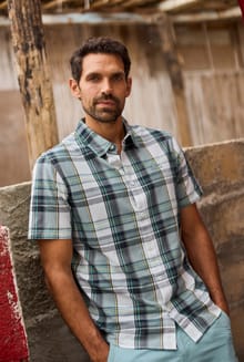 Judd Short Sleeve Check Shirt Dusty White