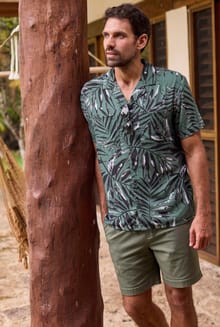 Holborn Viscose Hawaiian Shirt Army Green