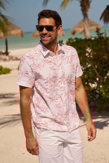 Tarim Linen Rich Hawaiian Shirt Red