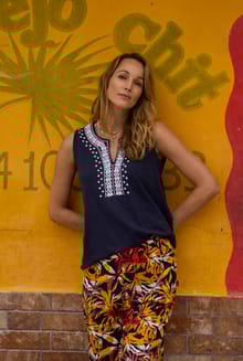 Tirtha Organic Cotton Embroidered Jersey Vest