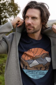 Foothills Organic Cotton Front Print T-Shirt Navy