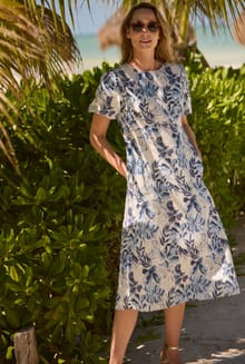 Delanie Linen Rich Printed Tea Dress