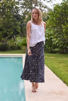 Ares Printed Jersey A-Line Maxi Skirt