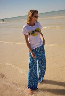 Kannina EcoVero™ Printed Viscose Trousers Adriatic Blue