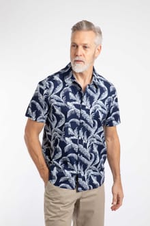 Avondale Short Sleeve Printed Shirt Dark Blue
